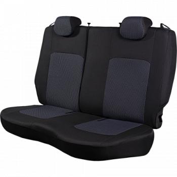 3 699 р. Комплект чехлов для сидений (РЗС 60/40 2Г жаккард) СТАНДАРТ Lord Autofashion  KIA Rio  3 QB (2011-2017) дорестайлинг седан, рестайлинг седан (черный, вставка Сеул синяя, строчка черная)  с доставкой в г. Кемерово. Увеличить фотографию 6