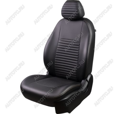 7 849 р. Комплект чехлов для сидений (РЗС 60/40 2Г Илана+Орегон ) ТУРИН-3 Lord Autofashion KIA Rio 3 QB рестайлинг седан (2015-2017) (черный, вставка черная, строчка бежевая)  с доставкой в г. Кемерово