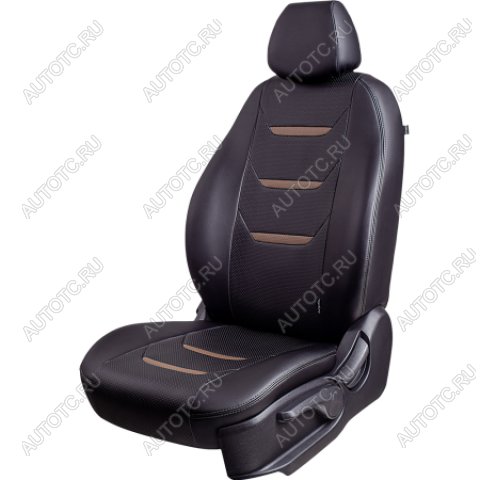 18 799 р. Комплект чехлов для сидений (РЗС 40/60 3П Орегон) ТУРИН-2 Lord Autofashion KIA Spectra (2000-2009) (черный, вставка черная+темно-коричневая, строчка темно-коричневая)  с доставкой в г. Кемерово