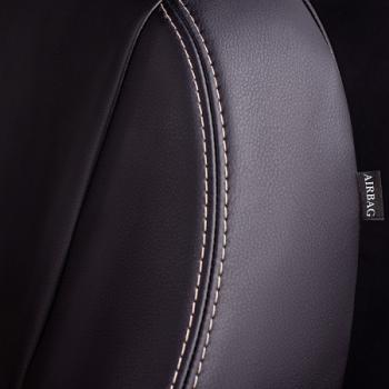 9 449 р. Комплект чехлов для сидений (ЦЗС Илана+Орегон) ТУРИН СТ Lord Autofashion Лада Нива 4х4 2121 3 дв. дорестайлинг (1977-2019) (черный, вставка бежевая, строчка бежевая)  с доставкой в г. Кемерово. Увеличить фотографию 7
