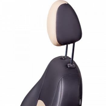 6 599 р. Комплект чехлов для сидений (ЦЗС 3Г Илана и Орегон) ТУРИН СТ Lord Autofashion Renault Symbol седан LU (2008-2012) (черный, вставка бежевая, строчка бежевая)  с доставкой в г. Кемерово. Увеличить фотографию 2