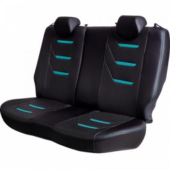 10 299 р. Комплект чехлов для сидений (к.Ambition РЗСиС 40/60 2Г Орегон) ТУРИН-2 Lord Autofashion  Skoda Fabia  Mk2 (2007-2014) универсал дорестайлинг, хэтчбэк дорестайлинг, универсал рестайлинг, хэтчбэк рестайлинг (черный, вставка черная+бирюза, строчка бирюза)  с доставкой в г. Кемерово. Увеличить фотографию 8