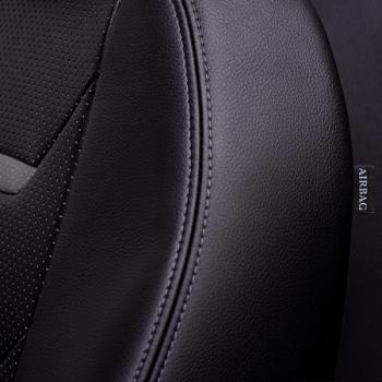 10 299 р. Комплект чехлов для сидений (к.Ambition РЗСиС 40/60 2Г Орегон) ТУРИН-2 Lord Autofashion  Skoda Fabia  Mk2 (2007-2014) универсал дорестайлинг, хэтчбэк дорестайлинг, универсал рестайлинг, хэтчбэк рестайлинг (черный, вставка черная+серая, строчка серая)  с доставкой в г. Кемерово. Увеличить фотографию 2