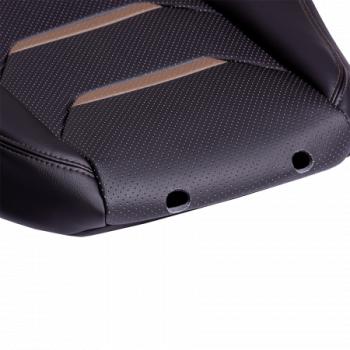 21 699 р. Комплект чехлов для сидений (к.Ambition РЗСиС 40/60 2 Г Орегон) ТУРИН-2 Lord Autofashion  Skoda Fabia  Mk2 (2007-2014) универсал дорестайлинг, хэтчбэк дорестайлинг, универсал рестайлинг, хэтчбэк рестайлинг (черный, вставка черная+темно-коричневая, строчка темно-коричневая)  с доставкой в г. Кемерово. Увеличить фотографию 2