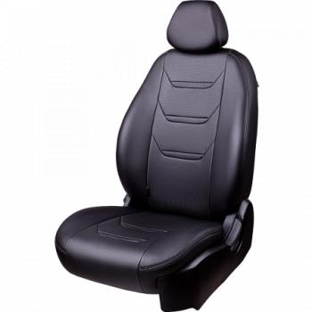 Комплект чехлов для сидений (к.Ambition РЗСиС 40/60 2Г Орегон) ТУРИН-2 Lord Autofashion Skoda Fabia  Mk2 (2007-2014) универсал дорестайлинг, хэтчбэк дорестайлинг, универсал рестайлинг, хэтчбэк рестайлинг (черный, вставка черная, строчка черная)