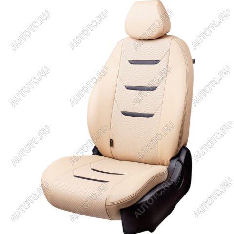 10 299 р. Комплект чехлов для сидений, ( к.Active, РЗС 40/60, 3Г-образ.подгол. Орегон), ТУРИН-2 Lord Autofashion Skoda Karoq NU7 дорестайлинг (2017-2021) (бежевый, вставка бежевая+черная, строчка бежевая)  с доставкой в г. Кемерово