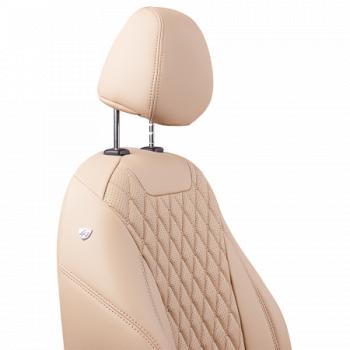 10 299 р. Комплект чехлов для сидений (Орегон) БАЙРОН ст БАЙРОН Lord Autofashion Subaru Forester SJ дорестайлинг (2012-2016) (бежевый, вставка бежевая, строчка бежевая)  с доставкой в г. Кемерово. Увеличить фотографию 4