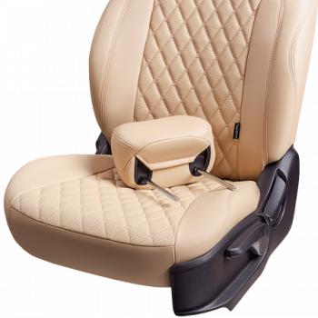 10 299 р. Комплект чехлов для сидений (Орегон) БАЙРОН ст БАЙРОН Lord Autofashion Subaru Forester SJ дорестайлинг (2012-2016) (бежевый, вставка бежевая, строчка бежевая)  с доставкой в г. Кемерово. Увеличить фотографию 8