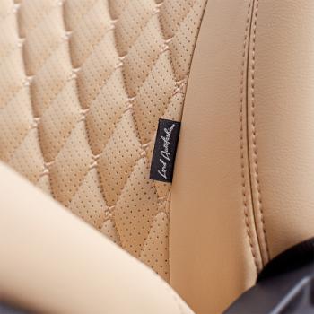 10 299 р. Комплект чехлов для сидений (Орегон) БАЙРОН ст БАЙРОН Lord Autofashion Subaru Forester SJ дорестайлинг (2012-2016) (бежевый, вставка бежевая, строчка бежевая)  с доставкой в г. Кемерово. Увеличить фотографию 9