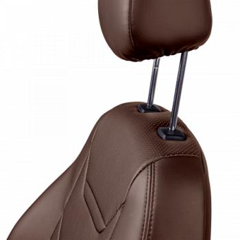 10 299 р. Комплект чехлов для сидений (РЗСиС 40/60 2П+1Г Орегон) ТУРИН-2 Lord Autofashion  Volkswagen Polo  5 (2009-2020) седан дорестайлинг, седан рестайлинг (темно-коричневый, вставка темно-коричневая, строчка темно-коричневая)  с доставкой в г. Кемерово. Увеличить фотографию 7