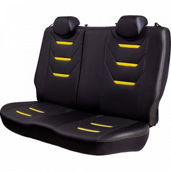 10 299 р. Комплект чехлов для сидений (РЗСиС 40/60 2П+1Г Орегон) ТУРИН-2 Lord Autofashion  Volkswagen Polo  5 (2009-2020) седан дорестайлинг, седан рестайлинг (черный, вставка черная+желтая, строчка желтая)  с доставкой в г. Кемерово. Увеличить фотографию 8