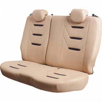 10 299 р. Комплект чехлов для сидений (ЦЗС 2П+1Г Орегон) ТУРИН-2 Lord Autofashion  Volkswagen Polo  5 (2009-2020) седан дорестайлинг, седан рестайлинг (бежевый, вставка бежевая+черная, строчка бежевая)  с доставкой в г. Кемерово. Увеличить фотографию 3