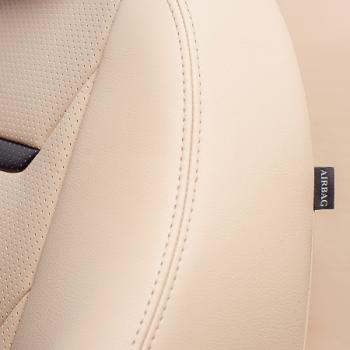 10 299 р. Комплект чехлов для сидений (ЦЗС 2П+1Г Орегон) ТУРИН-2 Lord Autofashion  Volkswagen Polo  5 (2009-2020) седан дорестайлинг, седан рестайлинг (бежевый, вставка бежевая+черная, строчка бежевая)  с доставкой в г. Кемерово. Увеличить фотографию 6