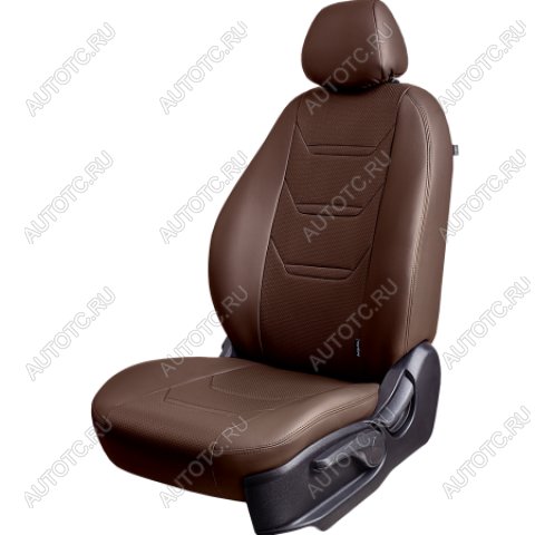 23 999 р. Комплект чехлов для сидений (ЦЗС 2П+1Г Орегон) ТУРИН-2 Lord Autofashion  Volkswagen Polo  5 (2009-2020) седан дорестайлинг, седан рестайлинг (темно-коричневый, вставка темно-коричневая, строчка темно-коричневая)  с доставкой в г. Кемерово