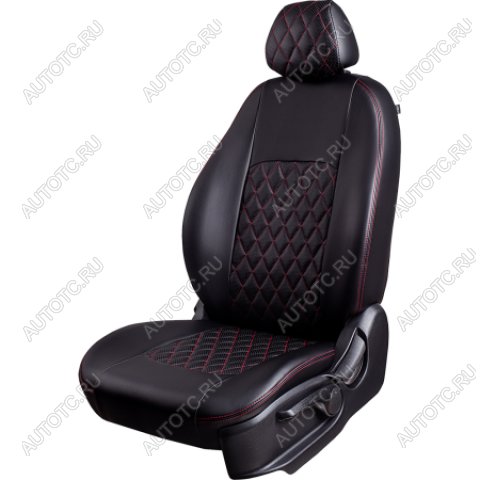 7 249 р. Комплект чехлов для сидений (3 места Илана+Орегон) ТУРИН ст РОМБ Lord Autofashion ГАЗ ГАЗель Next A62,А65 автобус (2016-2025) (черный, вставка черная+красная, строчка красная)  с доставкой в г. Кемерово