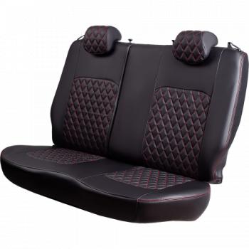 7 249 р. Комплект чехлов для сидений (3 места Илана+Орегон) ТУРИН ст РОМБ Lord Autofashion ГАЗ ГАЗель Next A62,А65 автобус (2016-2025) (черный, вставка черная+красная, строчка красная)  с доставкой в г. Кемерово. Увеличить фотографию 4