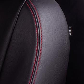 7 249 р. Комплект чехлов для сидений (3 места Илана+Орегон) ТУРИН ст РОМБ Lord Autofashion ГАЗ ГАЗель Next A62,А65 автобус (2016-2025) (черный, вставка черная+красная, строчка красная)  с доставкой в г. Кемерово. Увеличить фотографию 5