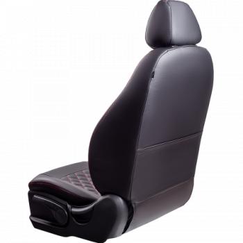 7 249 р. Комплект чехлов для сидений (3 места Илана+Орегон) ТУРИН ст РОМБ Lord Autofashion ГАЗ ГАЗель Next A62,А65 автобус (2016-2025) (черный, вставка черная+красная, строчка красная)  с доставкой в г. Кемерово. Увеличить фотографию 7