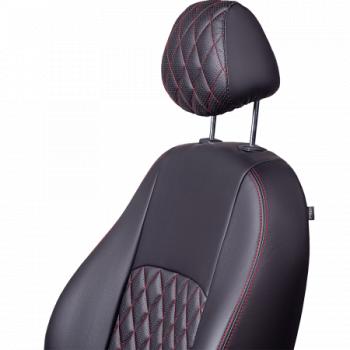 7 249 р. Комплект чехлов для сидений (3 места Илана+Орегон) ТУРИН ст РОМБ Lord Autofashion ГАЗ ГАЗель Next A62,А65 автобус (2016-2025) (черный, вставка черная+красная, строчка красная)  с доставкой в г. Кемерово. Увеличить фотографию 2