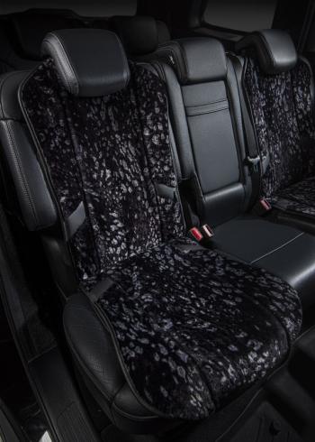 1 000 000 р. Накидка на сиденье (1 место Р. 1216 натур. мех) Меховая Lord Autofashion Honda CR-V RE1,RE2,RE3,RE4,RE5,RE7 дорестайлинг (2007-2010) (леопард редкий на сером, строчка черная)  с доставкой в г. Кемерово. Увеличить фотографию 4