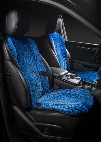 14 949 р. Накидка на сиденье (1 место Р. 5419 натур. мех) Меховая Lord Autofashion   (рысь-леопард на синем, строчка черная)  с доставкой в г. Кемерово. Увеличить фотографию 3