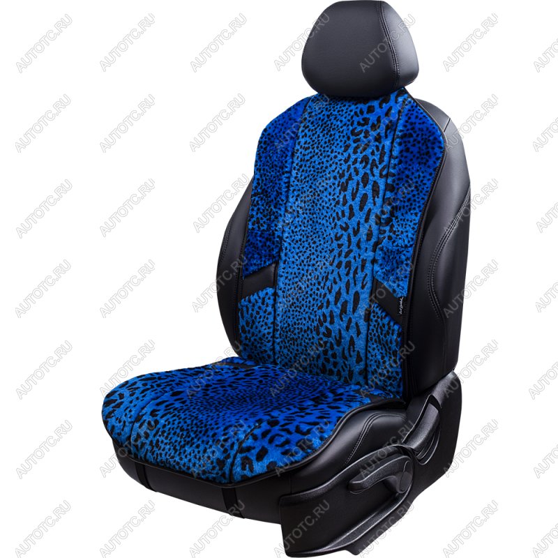 14 949 р. Накидка на сиденье (1 место Р. 5419 натур. мех) Меховая Lord Autofashion   (рысь-леопард на синем, строчка черная)  с доставкой в г. Кемерово