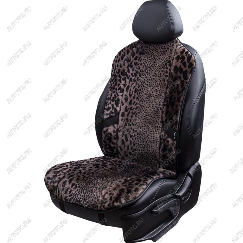 14 949 р. Накидка на сиденье (1 место Р. 7415 натур. мех) Меховая Lord Autofashion   (рысь-леопард на коричневом, строчка чёрная)  с доставкой в г. Кемерово