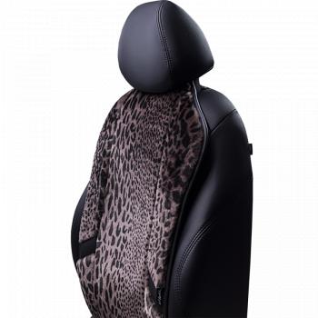 14 949 р. Накидка на сиденье (1 место Р. 7415 натур. мех) Меховая Lord Autofashion   (рысь-леопард на коричневом, строчка чёрная)  с доставкой в г. Кемерово. Увеличить фотографию 8