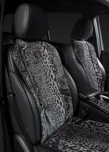 1 000 000 р. Накидка на сиденье (1 место Р. 6217 натур. мех) Меховая Lord Autofashion Mini Countryman 2 (2017-2025) (рысь-леопард на сером, строчка чёрная)  с доставкой в г. Кемерово. Увеличить фотографию 15
