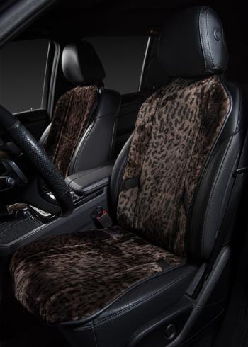 14 949 р. Накидка на сиденье (1 место Р. 7519 натур. мех) Меховая Lord Autofashion   (орех-леопард, строчка черная)  с доставкой в г. Кемерово. Увеличить фотографию 4