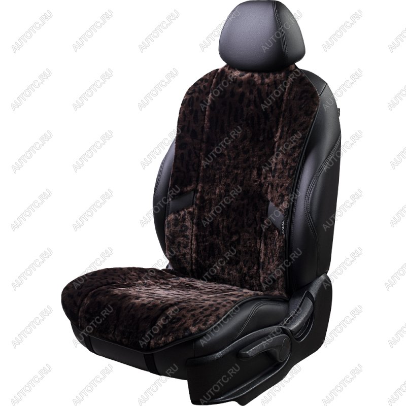 14 949 р. Накидка на сиденье (1 место Р. 7519 натур. мех) Меховая Lord Autofashion   (орех-леопард, строчка черная)  с доставкой в г. Кемерово