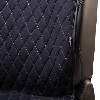 2 359 р. Накидка (2 места Софа) АЛЯСКА ст РОМБ Lord Autofashion   (черный, строчка бежевая)  с доставкой в г. Кемерово. Увеличить фотографию 3