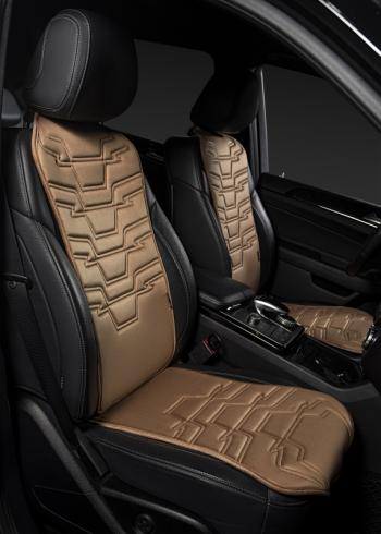 2 579 р. Накидка на сиденье (1 место Афины) ЛЮКС ст ФОРТ Lord Autofashion   (бежевый, строчка коричневая )  с доставкой в г. Кемерово. Увеличить фотографию 7