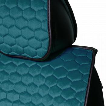 3 299 р. Накидка на сиденье (2 места Афины) ТЕЙЛОР ст СОТА Lord Autofashion   (бирюзовый, строчка бежевая)  с доставкой в г. Кемерово. Увеличить фотографию 2