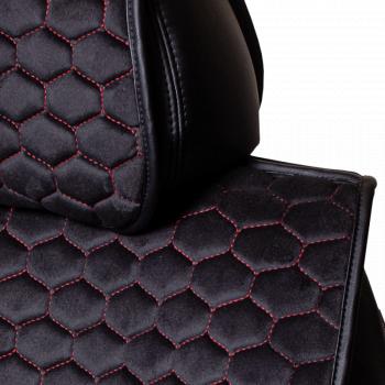 6 799 р. Накидка на сиденье (5 мест Афины) ТЕЙЛОР ст СОТА Lord Autofashion   (черный, строчка красная)  с доставкой в г. Кемерово. Увеличить фотографию 4