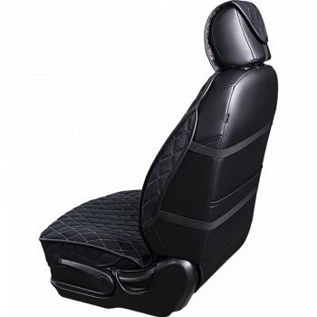 3 099 р. Накидка на сиденье (2 места Софа) ФЕНИКС ст РОМБ Lord Autofashion   (черный, строчка бежевая)  с доставкой в г. Кемерово. Увеличить фотографию 3