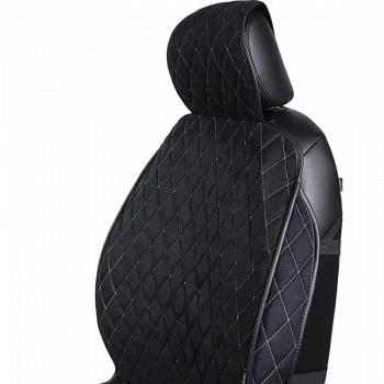 3 099 р. Накидка на сиденье (2 места Софа) ФЕНИКС ст РОМБ Lord Autofashion   (черный, строчка бежевая)  с доставкой в г. Кемерово. Увеличить фотографию 6