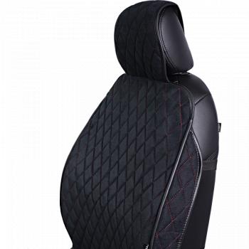 3 099 р. Накидка на сиденье (2 места Софа) ФЕНИКС ст РОМБ Lord Autofashion   (черный, строчка красная)  с доставкой в г. Кемерово. Увеличить фотографию 4