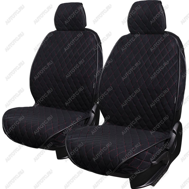 3 099 р. Накидка на сиденье (2 места Софа) ФЕНИКС ст РОМБ Lord Autofashion   (черный, строчка красная)  с доставкой в г. Кемерово