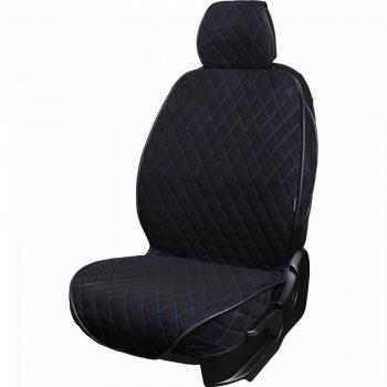 3 099 р. Накидка на сиденье (2 места Софа) ФЕНИКС ст РОМБ Lord Autofashion   (черный, строчка синяя)  с доставкой в г. Кемерово. Увеличить фотографию 3