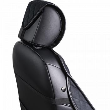 3 299 р. Накидка на сиденье (2 места Софа) ФЕНИКС ст РОМБ Lord Autofashion   (черный, строчка черная)  с доставкой в г. Кемерово. Увеличить фотографию 6