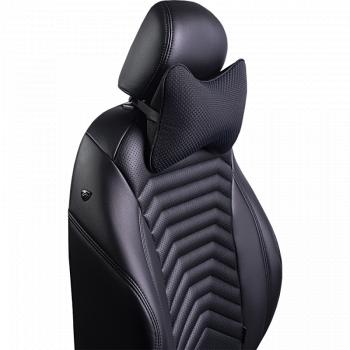 329 р. Подушка-косточка (жаккард) Lord Autofashion   (черный, строчка Ёж синяя)  с доставкой в г. Кемерово. Увеличить фотографию 6