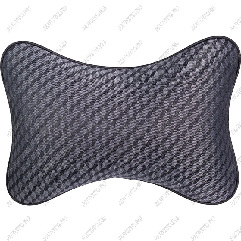287 р. Подушка-косточка (жаккард) Lord Autofashion   (черный, строчка Ромб 3D серая)  с доставкой в г. Кемерово