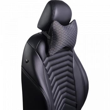 329 р. Подушка-косточка (жаккард) Lord Autofashion   (черный, строчка Соты серая)  с доставкой в г. Кемерово. Увеличить фотографию 2