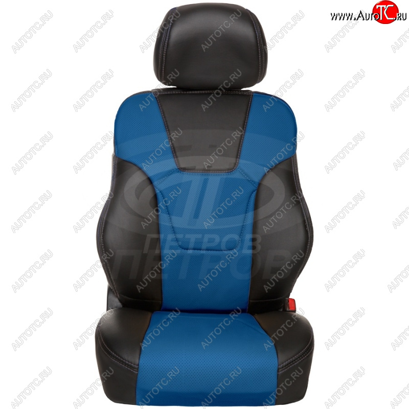 5 849 р. Комплект универсальных чехлов (экокожа) R.SPORT PLUS   (чёрный/синий)  с доставкой в г. Кемерово