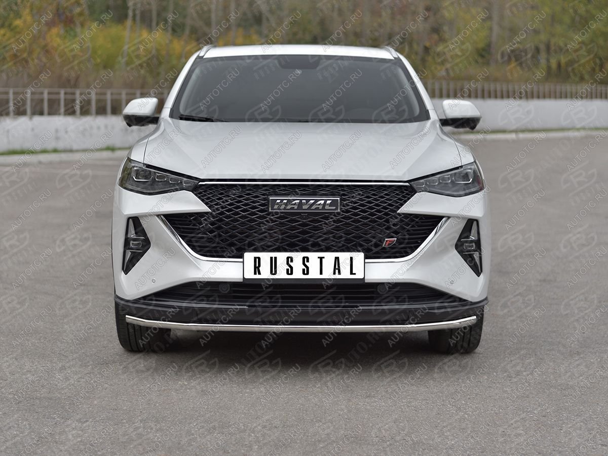 11 749 р. Защита переднего бампера d42 секции SLITKOFF  Haval F7x (2022-2024) рестайлинг (нержавейка полированная)  с доставкой в г. Кемерово