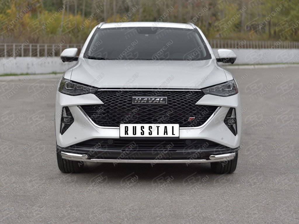 13 999 р. Защита переднего бампера d42 *42 уголки SLITKOFF  Haval F7x (2022-2024) рестайлинг (нержавейка полированная)  с доставкой в г. Кемерово