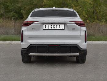 Защита заднего бампера d63 SLITKOFF Haval F7x (2022-2024) рестайлинг (нержавейка полированная)