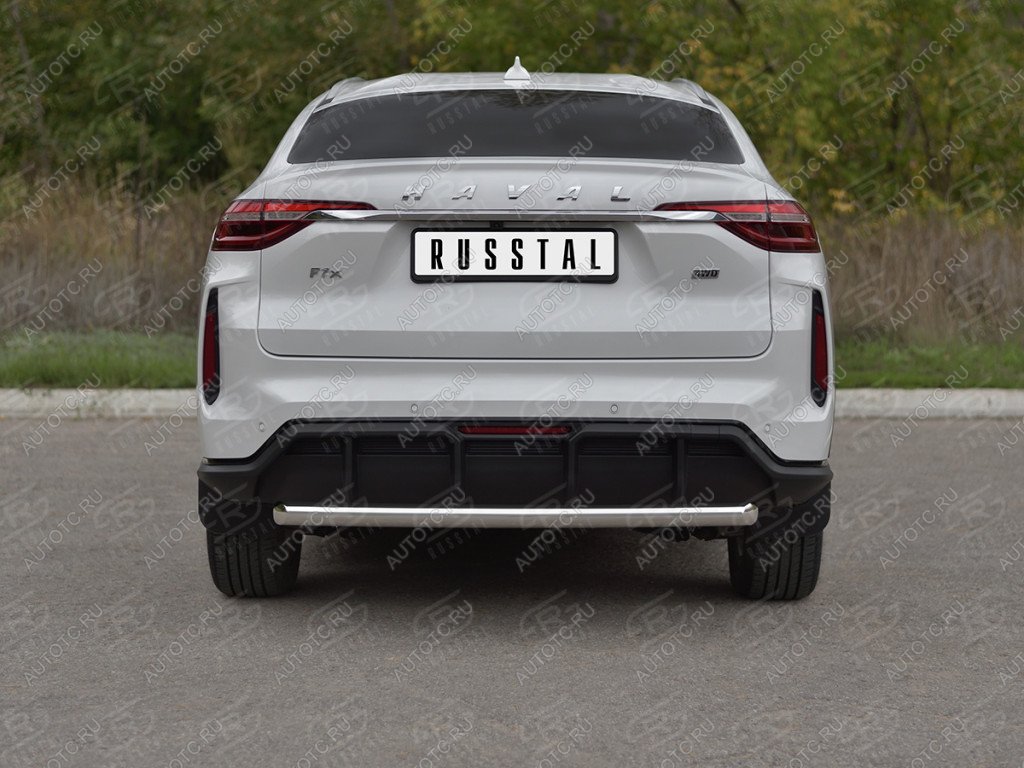 12 299 р. Защита заднего бампера d63 SLITKOFF  Haval F7x (2022-2024) рестайлинг (нержавейка полированная)  с доставкой в г. Кемерово