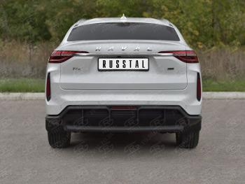 Защита заднего бампера d63 SLITKOFF Haval F7x (2022-2024) рестайлинг (нержавейка окрашенная в черный цвет)